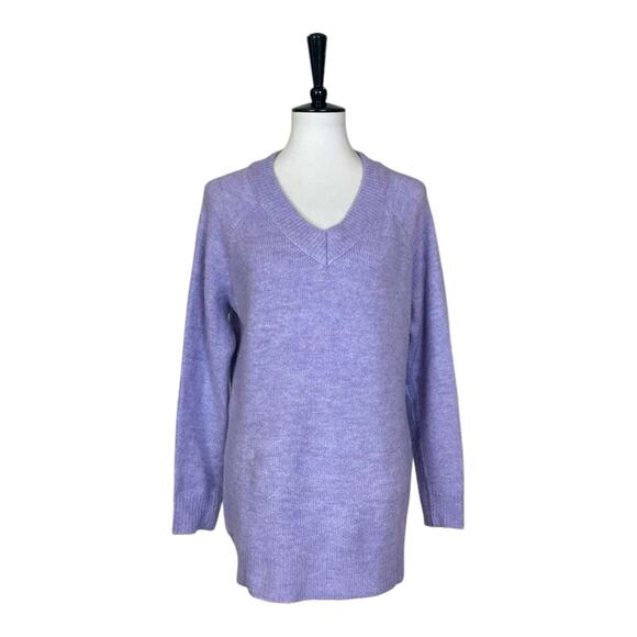 Almost Famous Sweater V-neck Tunic Soft Fuzzy Knit Purple Women’s Size Large - Picture 10 of 10